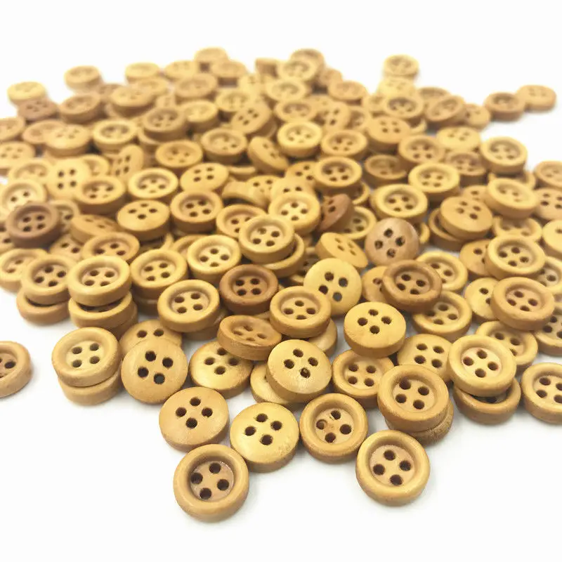

DIY 200pcs Mini Round Wooden Buttons 4-holes Sewing Scrapbooking Crafts 9mm