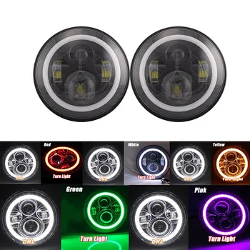 

7 inch Round Led Headlight For Jeep Wrangler Off Road 4x4 Motorcycle High Low Beam Light Halo Angle Eyes DRL Headlamp