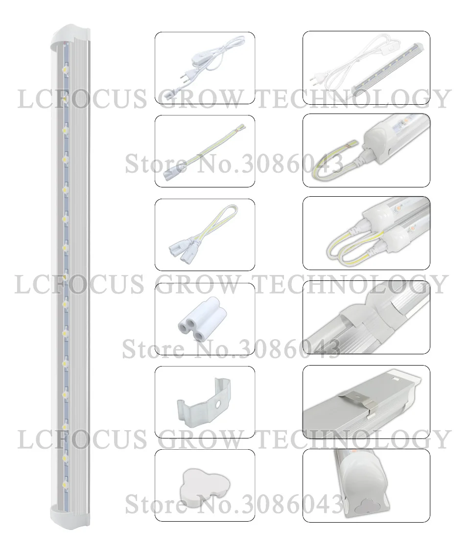 (5 шт./лот) 45 Вт растет свет 380-840nm полный спектр расти светодиодные T8 600 мм AC 85-265 В для гидропоники парниковых комнатное растение