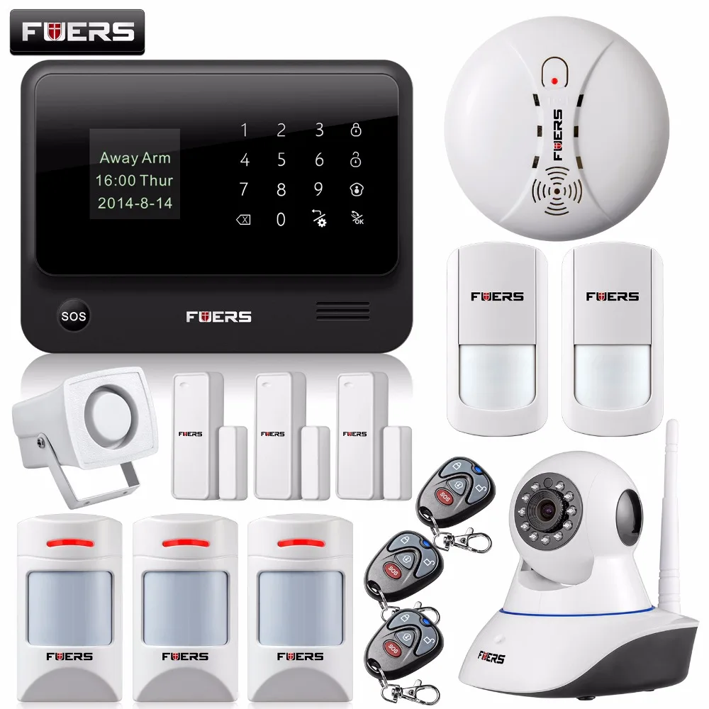 Fuers WiFi GSM GPRS SMS OLED Home Alarm System Security Kit HD IP