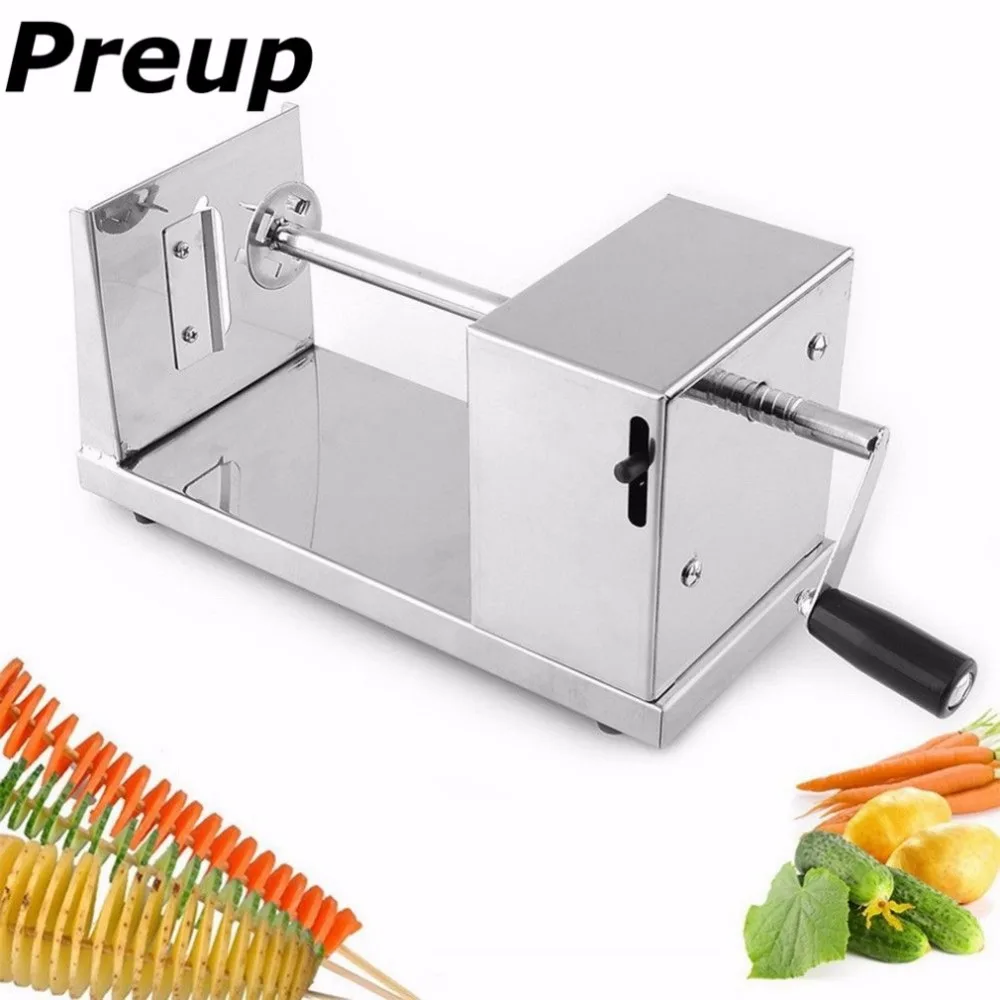  1 pc Manual Stainless Steel Twisted Potato Slicer French Fry Vegetable Cutter Spiral for Home Use or Restaurant Kitchen Tools 