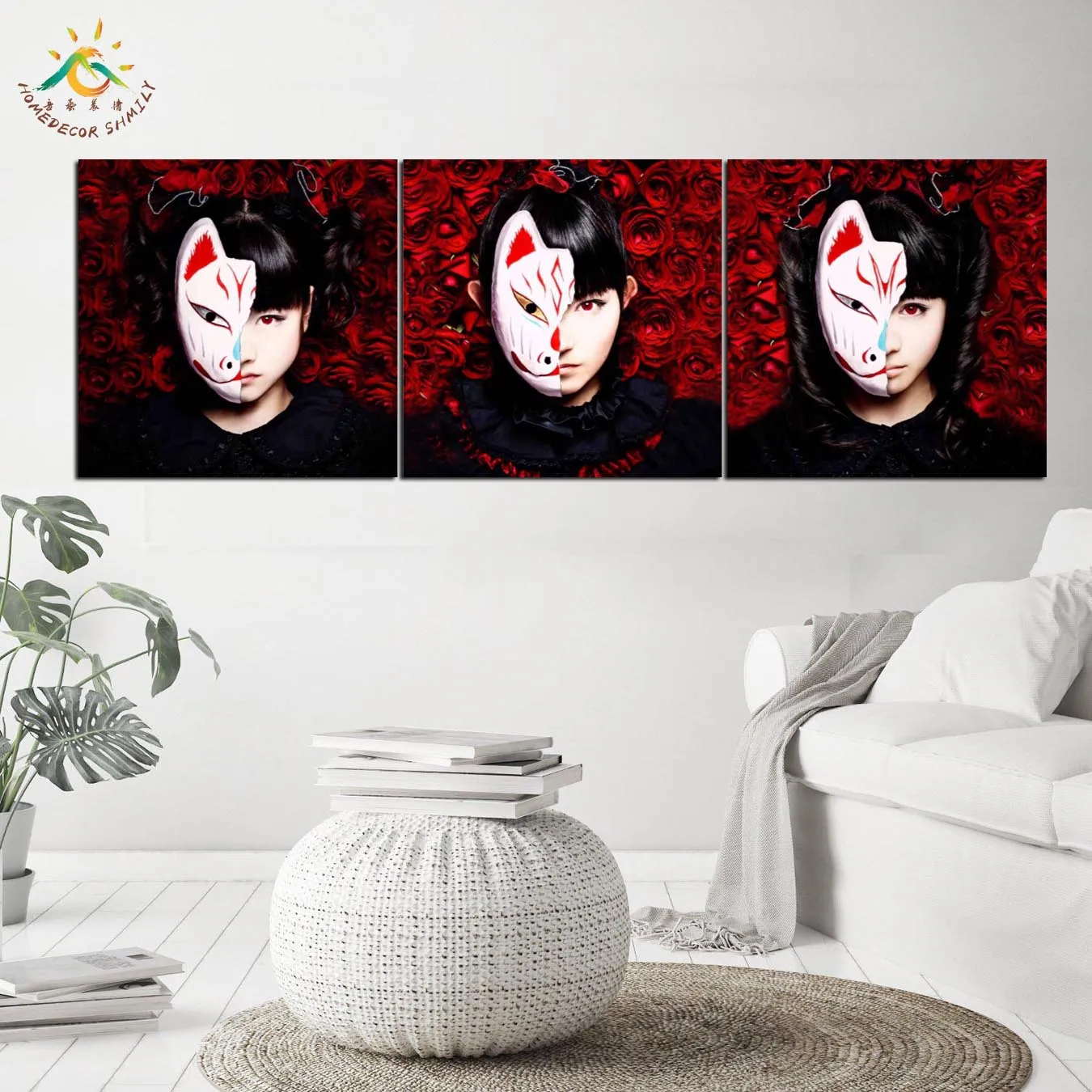 купить! Японская Роза Маска Девушка Wall Art HD Отпечатки На Холсте Принт Живопись Картина Холст Картины
