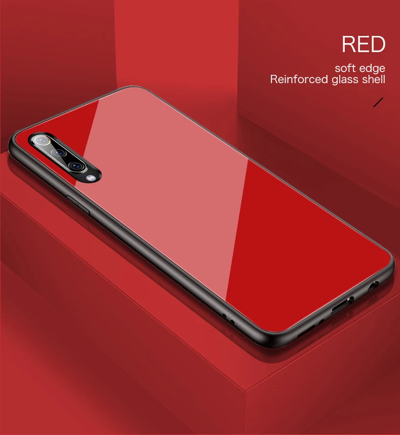 Luxury Plain Glass Case For Xiaomi Mi 10 8 9 SE Lite F1 Redmi Note 5 6 7 Pro Plus Pocophone F1 Phone Cover