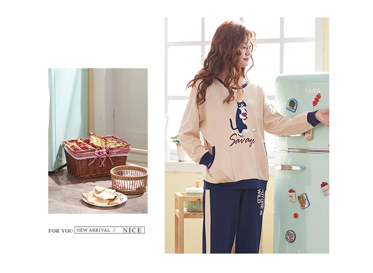 Женские пижамные комплекты из хлопка, осенне-зимние рубашки с длинными рукавами+ брюки, 2 предмета, пижамные комплекты с цветочным рисунком, милая одежда для сна, домашняя одежда