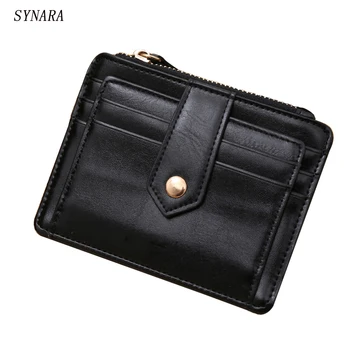 

Quality Assurance genuine pu card wallet with zipper pocket casual small wallet mini pure man hasp credit card holder