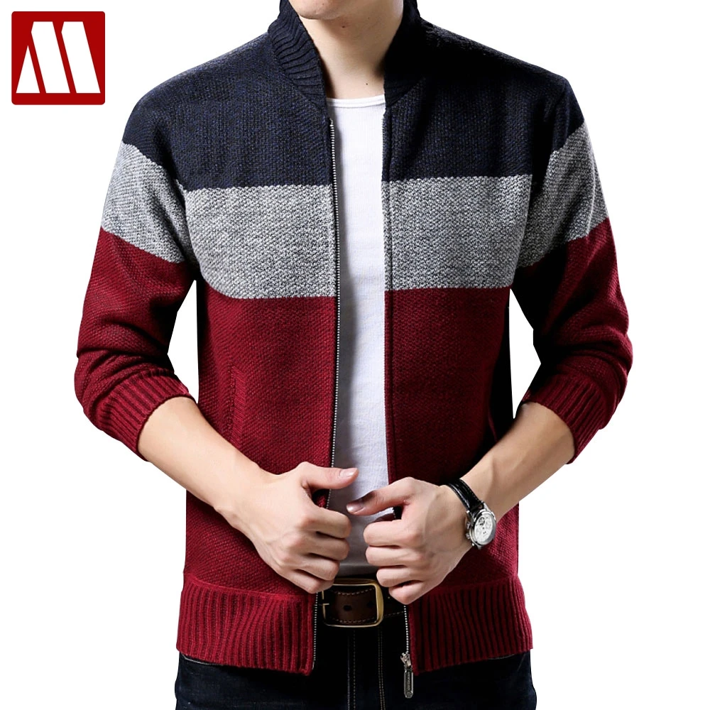 

2019 Spring Thick Velvet Liner Fashion Brand Sweaters For Man Cardigan Slim Fit Jumpers Male Knitwear Warm Style Casual Clothing