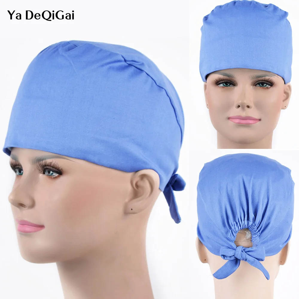 

Hospital Surgical Caps Medical Workwear hap Solid Color 100% Cotton Scrub Sets Cap Doctors Nurses Anesthetist Caps Accesssories