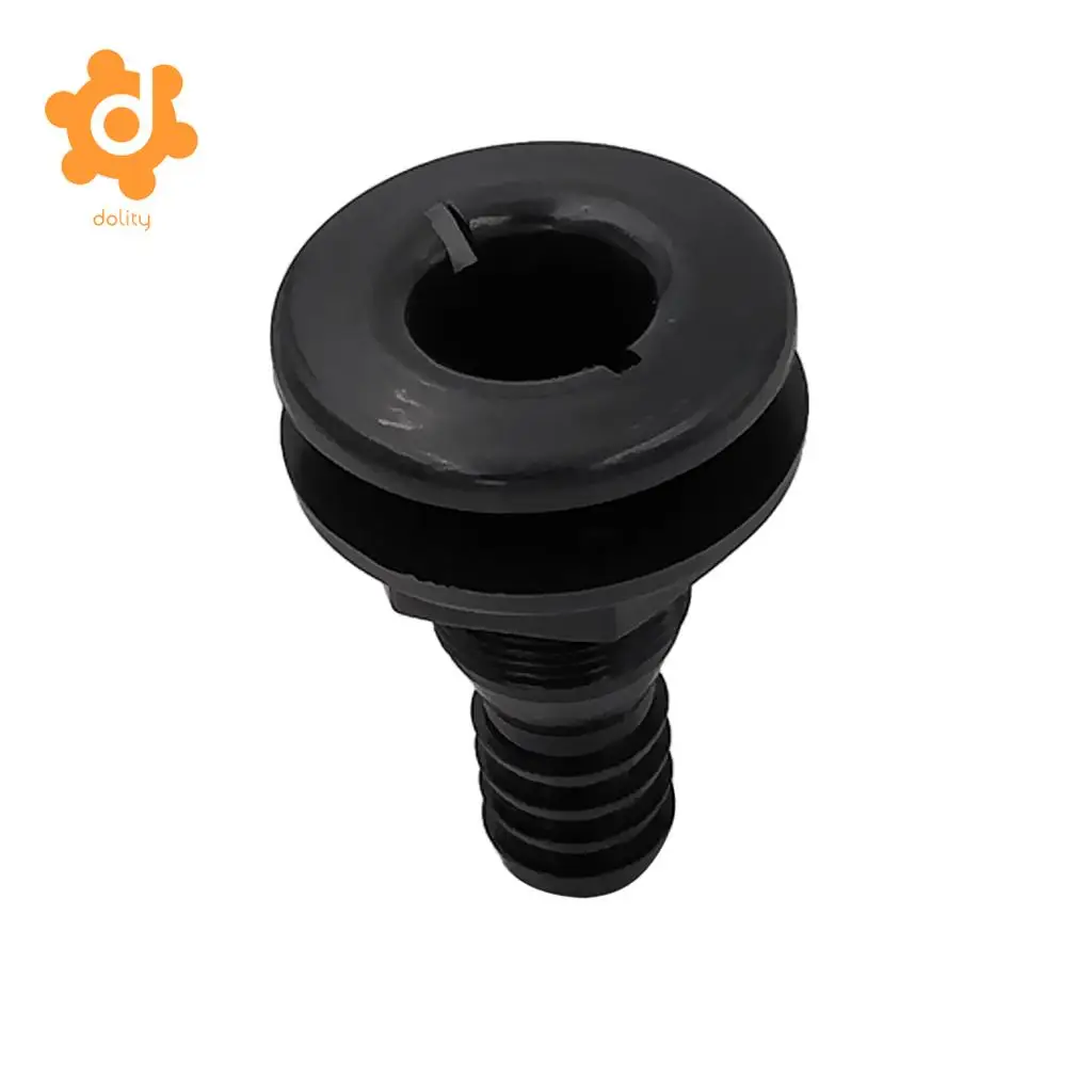 Black Plastic Thru-Hull Bilge Pump and Aerator Hose Fitting for 1' Hose