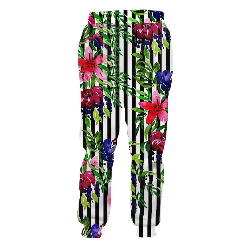 Hipster 3d Stripe Flowers Print Warm jogger Pants Men Women 2019 Autumn Winter Casual Sweatpant Streetwear Sportwear Trousers (2)