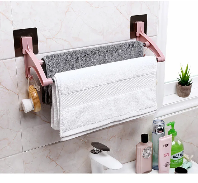 Creative Home Suction Cup Towel Rack Bathroom Hanging Towel Free Punching Multi Function Towel