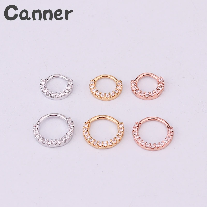 

Canner 1pcs CZ Hoop Nose Ring Silver Gold Body Clip Hoop For Women Punk Lip Ear Piercing Ring Crystal Earrings Femme Jewelry A40
