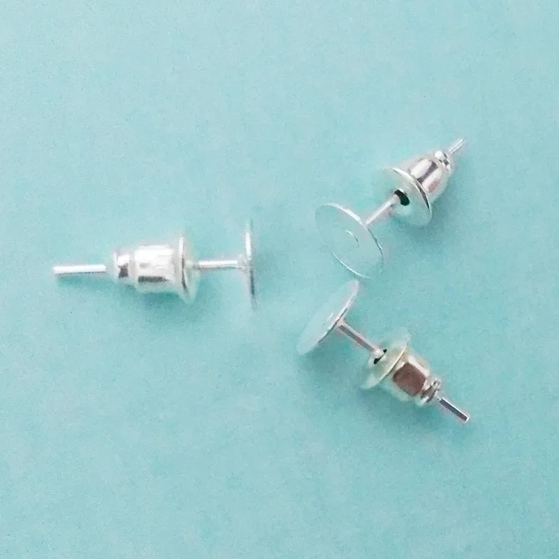 

30pcs Earrings studs blank base setting tray w/Bullet back Stopper head Pins Needles Posts Gluing Pad jewelry making bijoux