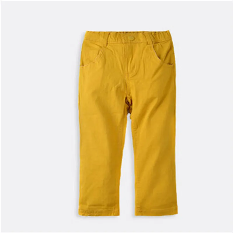 Джинсы для маленьких мальчиков, детские штаны на весну-осень, детские красные желтые брюки, новые брендовые модные джинсы, детская одежда наивысшего качества - Цвет: Оранжевый