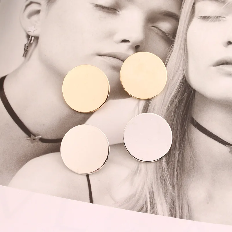 Golden earrings Round Shaped Golden Earrings Simple Metal Vintage Women Fashion Jewelry Girls