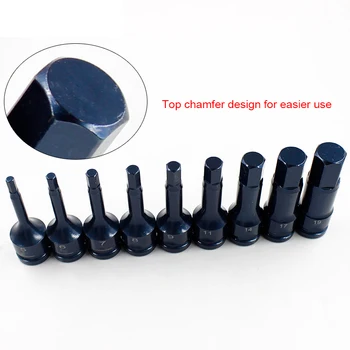 

9 Pcs Inner Hex Key Set 1/2 Inch Drive Impact H5/6/7/8/9/11/14/17/19 Socket Bits TSH Shop