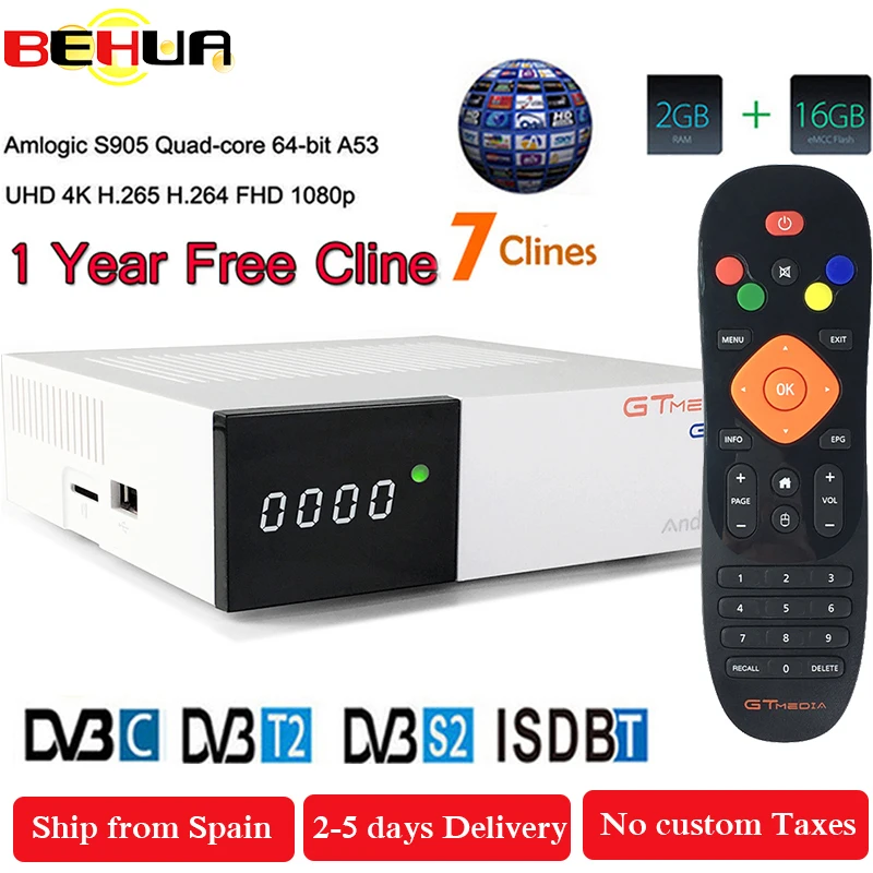 Freesat GTC декодер DVB S2 C Amlogic S905D android 6 0 ТВ коробка 2 ГБ 16 + 1 год Cline спутниковый