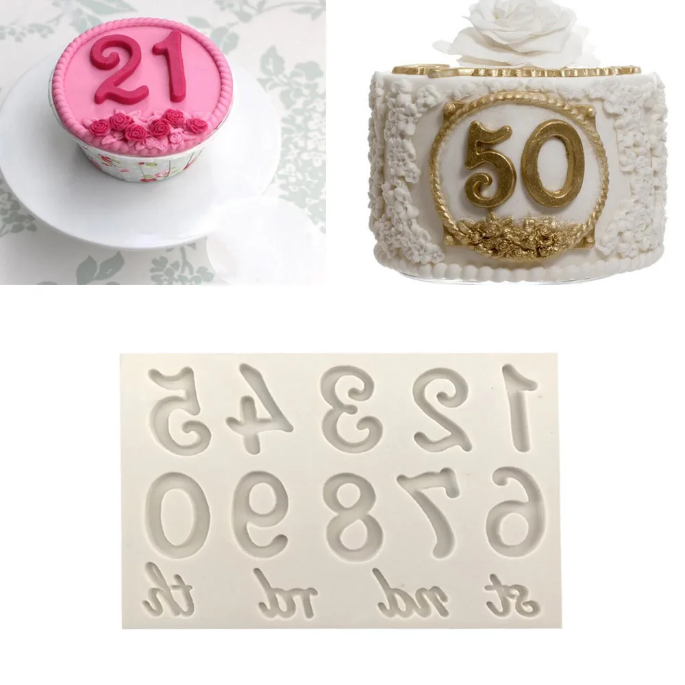 

Anniversary Cake Baking Digital Mould Large Numbers Silicone Mold 3D Fondant Mold Cakes Decorating Tools DIY Gumpaste Kitchen B