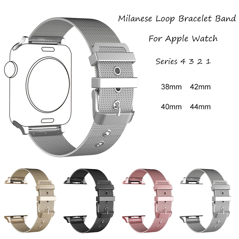 

Milanese Stainless Steel Band For Apple Watch 4 Band 44mm 40mm 42mm 38mm Loop Bracelet Strap For iwatch 3 2 1 Wrist Watchbands