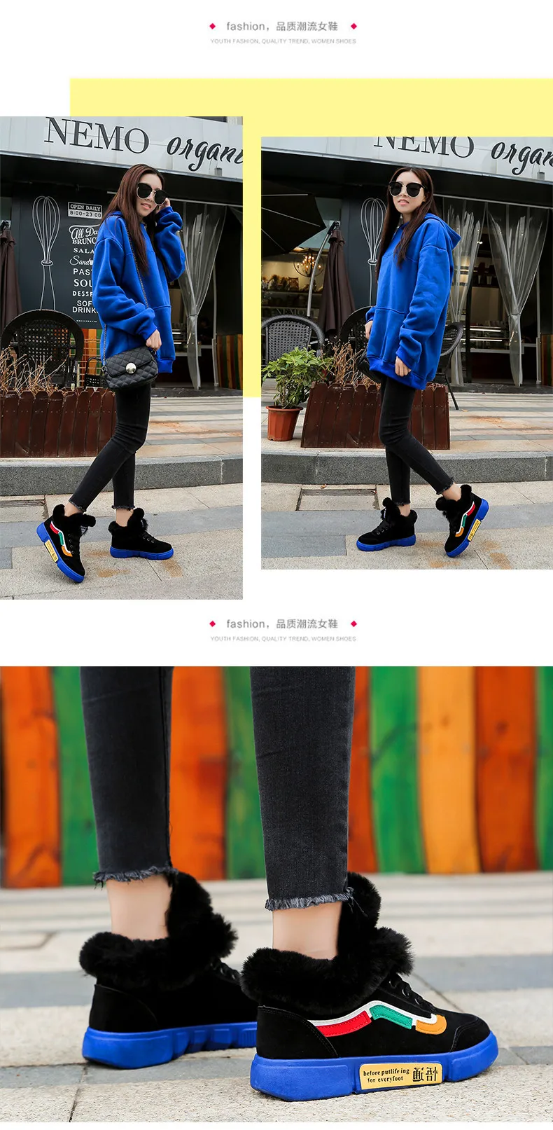 Women Casual Shoes High Top Boots Winter Woman Shoes Fashion Brand Sneakers Vulcanize Shoes Outdoor Warm Lace-Up Walking Shoes