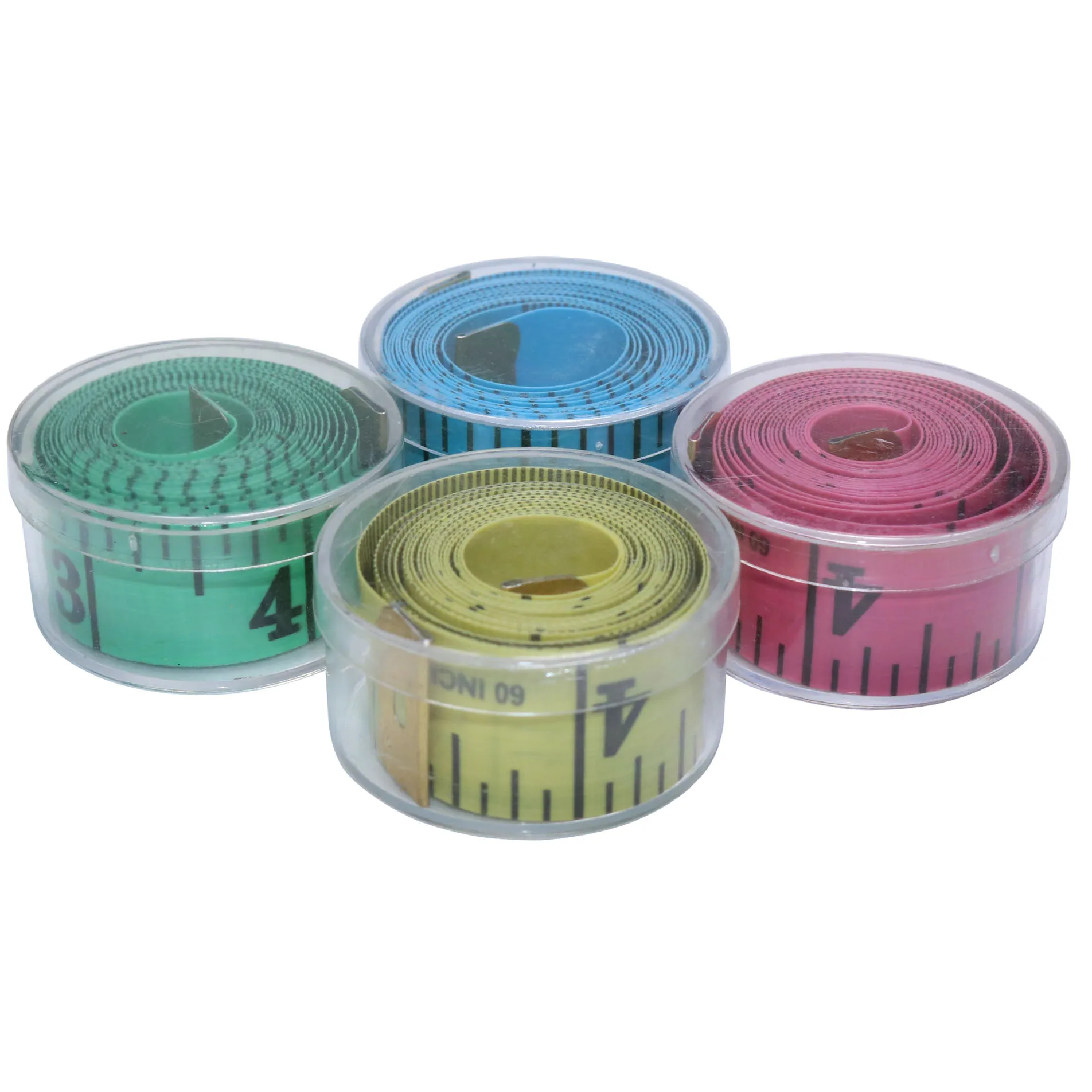 1 Pcs Soft Feet Length150cm/ Width 2cm/ Green Yellow Pink Mix Round Plastic Box Packaging Multi-function Measuring Ruler | Канцтовары