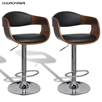 

iKayaa 2 pcs leather Bar Chairs with adjustable height and backrest armrest Chairs ES Stock