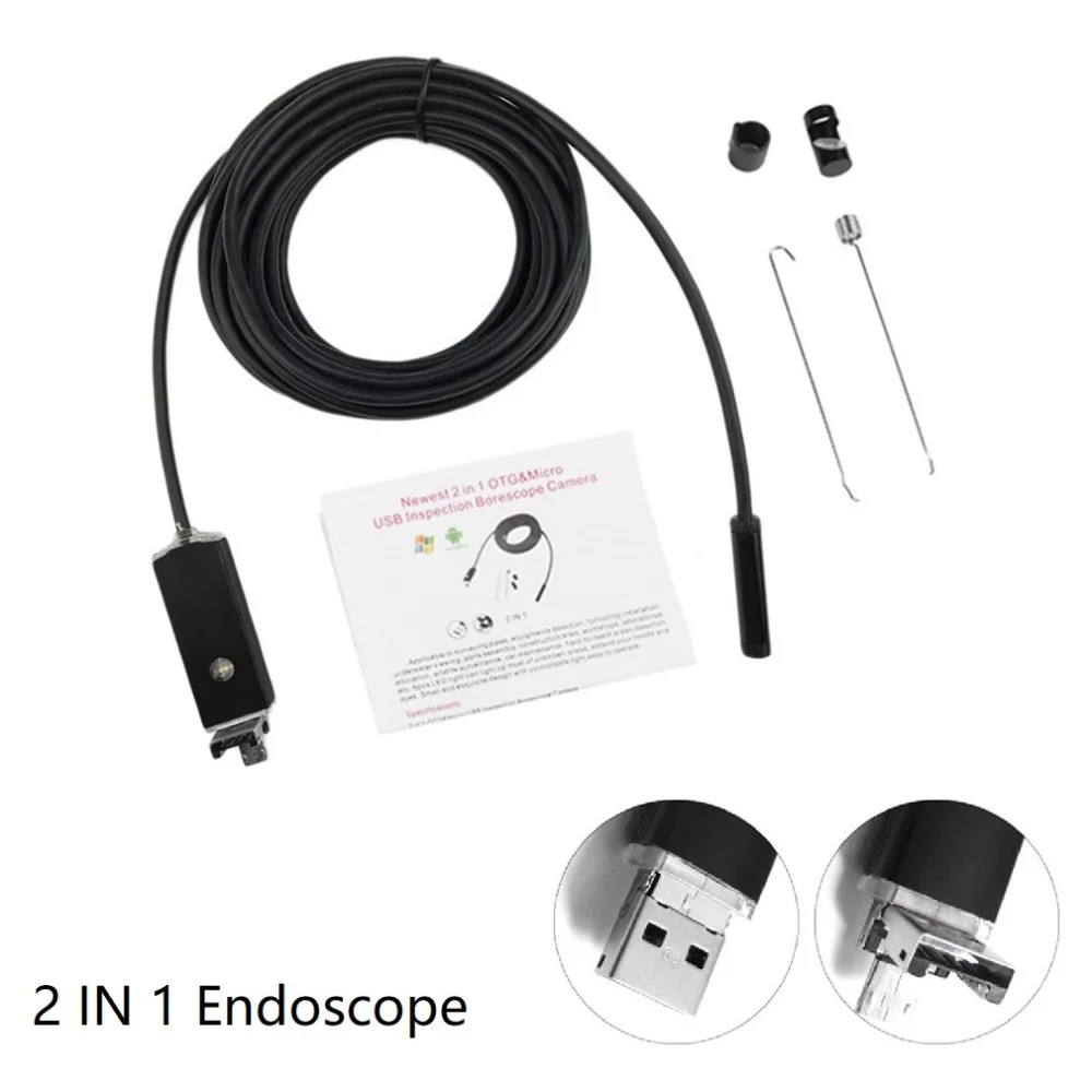 

NEW 2IN1 Taking Photo LED Lamp Adjustable 5.5mm Lens USB Endoscope IP67 Waterproof Three Colors and Length Available