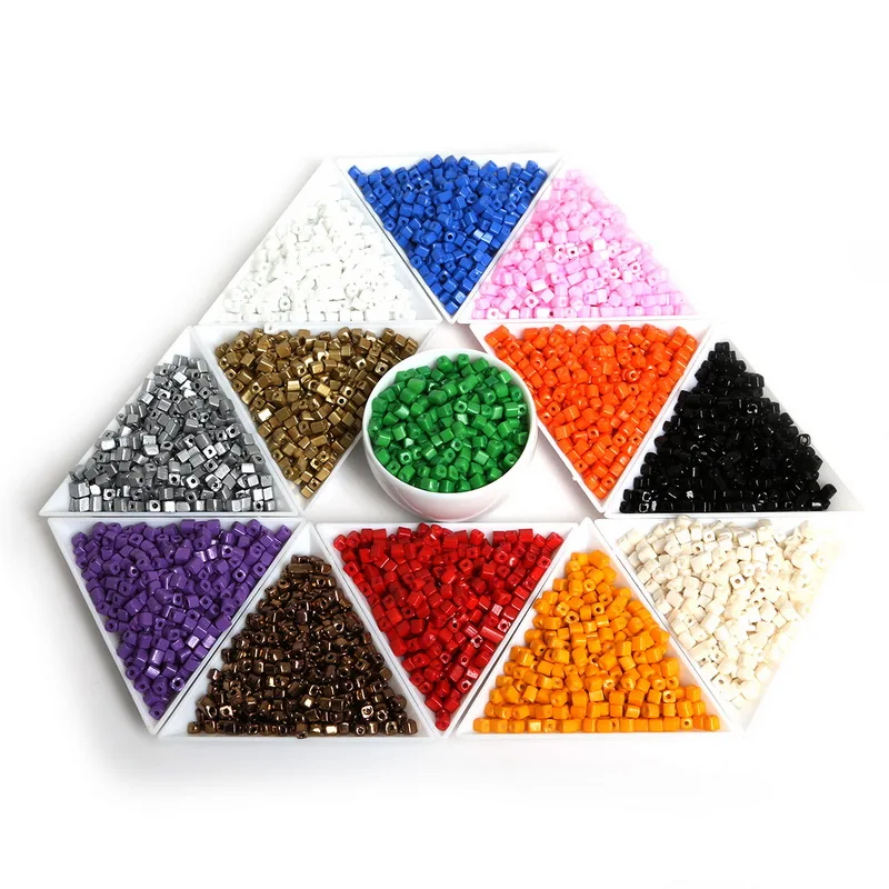 3x3mm 300pcs Black Square Beads Glass Beads Spacer Loose Beads For