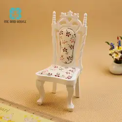 Макеты кукольного домика 1:12 мебель белый деревянный Мини diy обеденный highback стул
