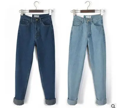 American Apparel Street Fashion Lady Retro High Waist Denim Jeans Boyfriend Jeans for Women plus size