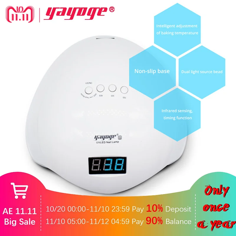 

YAYOGE Nail Dryer For Nails Art 48W UV LED Lamp For All Types Gel Varnish Nail Polish 4 timing modes 10s/30s/60s/99s 24 LEDs