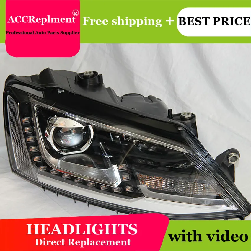 Car Styling for VW Jetta MK6 Headlights Jetta LED Headlight GTI drl Lens Double Beam H7 HID