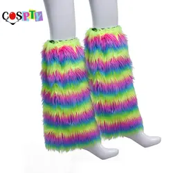 Cospty/праздничный парад, аксессуары для костюма, радужные высокие носки, сапоги из искусственного меха, закрытые манжеты, гей-Прайд, косплей