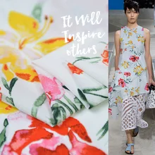 19 летняя Новинка 145 см в ширину хлопок, креп, ткань для женского платья, ткань с принтом для шитья своими руками,, распродажа