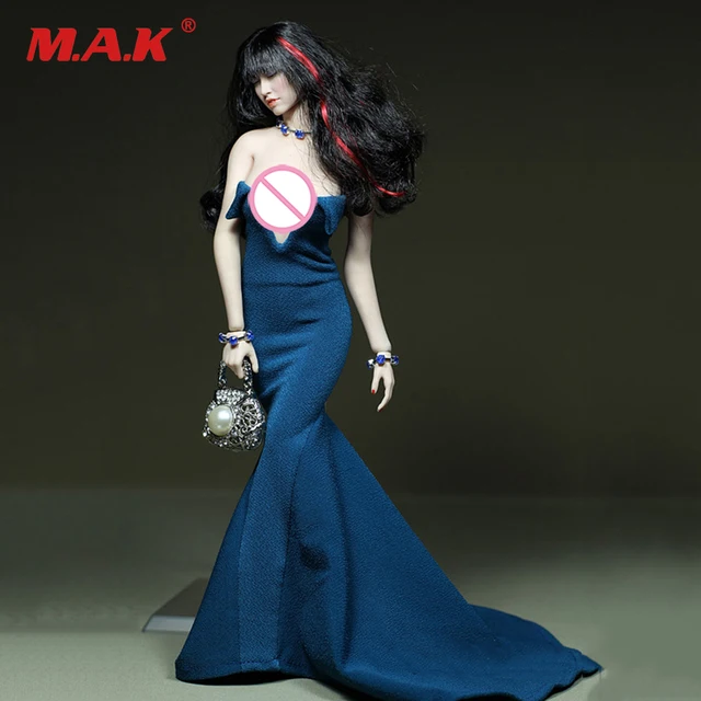 Custom 1/6 Scale Female Figure Clothes Blue Dress For 12 inches PH
