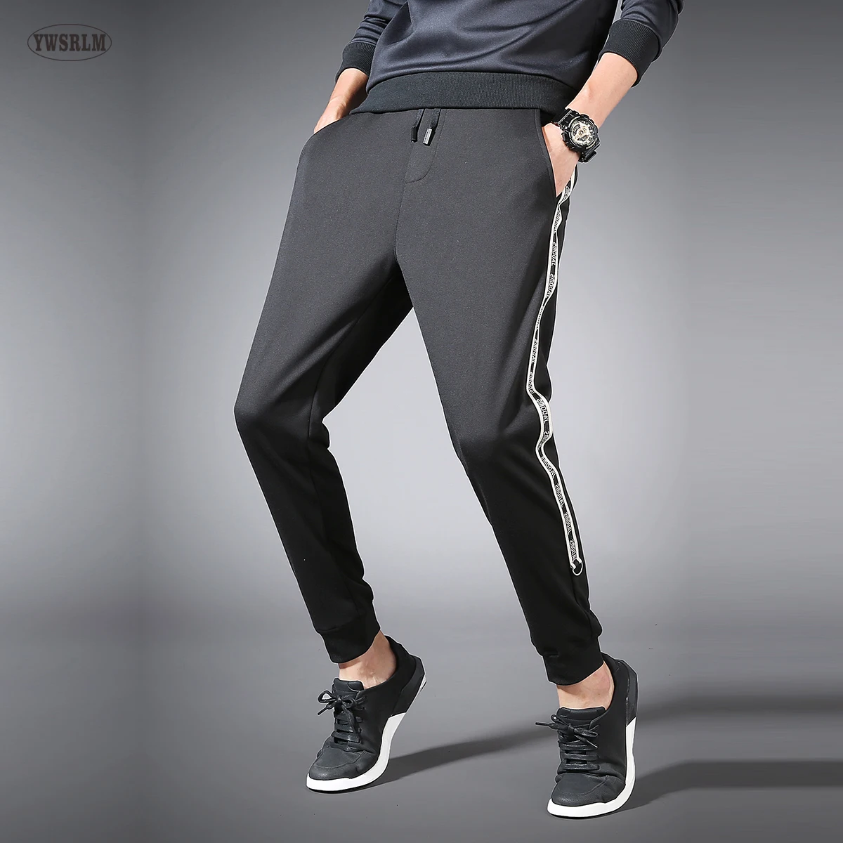 YWSRLM 2017 new patchwork letters men's Pants elastic