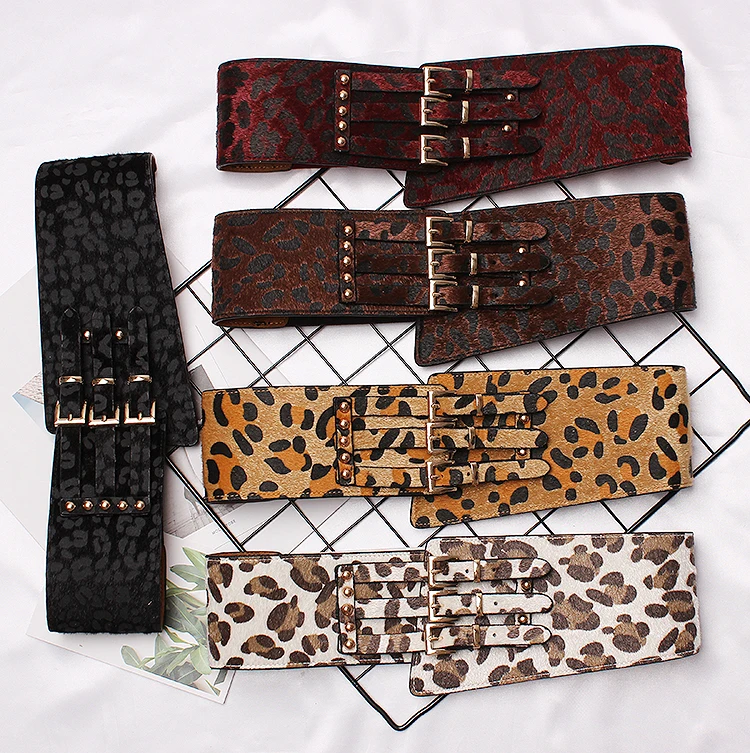 Buy Vintage Leopard Print Elastic Belt Women Punk