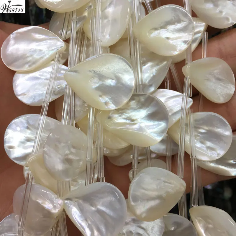 

Free Shipping Beautiful jewelry 18x25mm White Mother of pearl Shell Water Drop Art Women Men Spacers Loose Beads 10pcs G8688