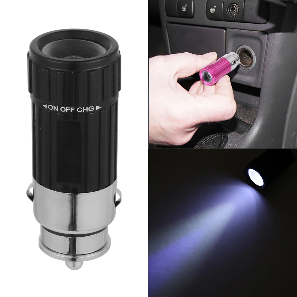 

1PC Mini Flashlight Torch LED Lamp With Cigarette Lighter Lantern Charged By Car For Outdoor Camping Climbing Car Interior