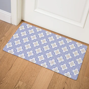 

Nordic style Blue Geometric Decor Carpets And Mats Carpet 46*76 PVC Leather Door Mat Bathroom Kitchen Non-slip Floormat Home