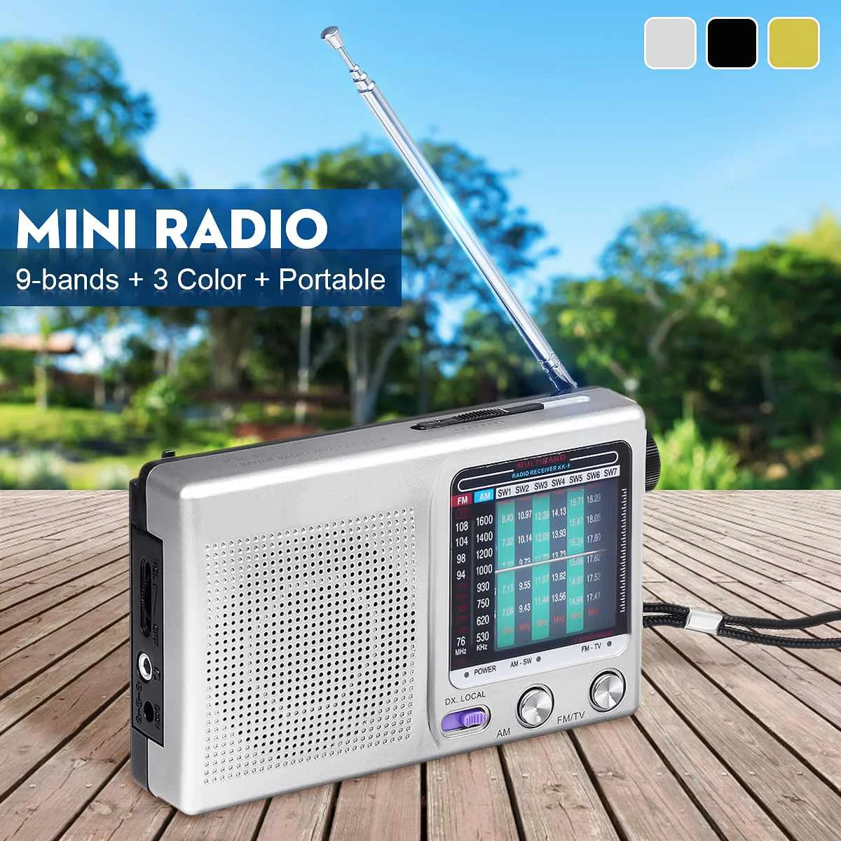 

Mini Portable Retro Radio Handheld Digital FM Music Player Speaker FM 530-1600KHz AM WM SW Multi Band Multimedia