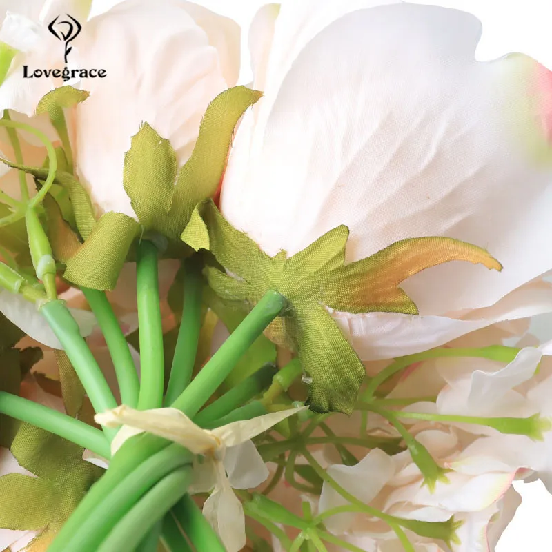 wedding bouquet roses peony artificial flowers  (33)