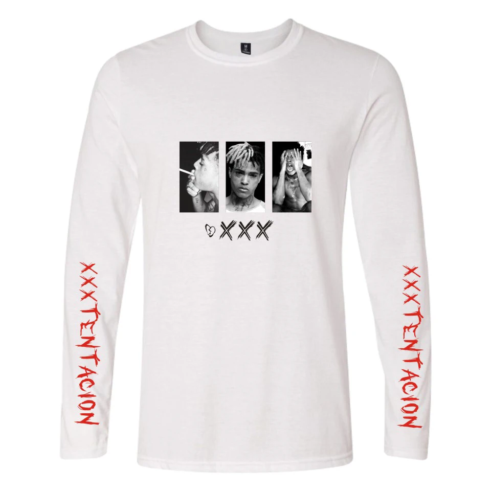 Мужская футболка с длинным рукавом Xxxtentacion модная повседневная из хлопка круглым