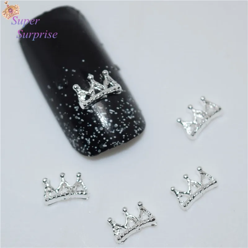 

50Pcs new Silver Crown nail stickers, 3D Metal Alloy Nail Art Decoration/Charms/Studs,Nails 3d Jewelry H031