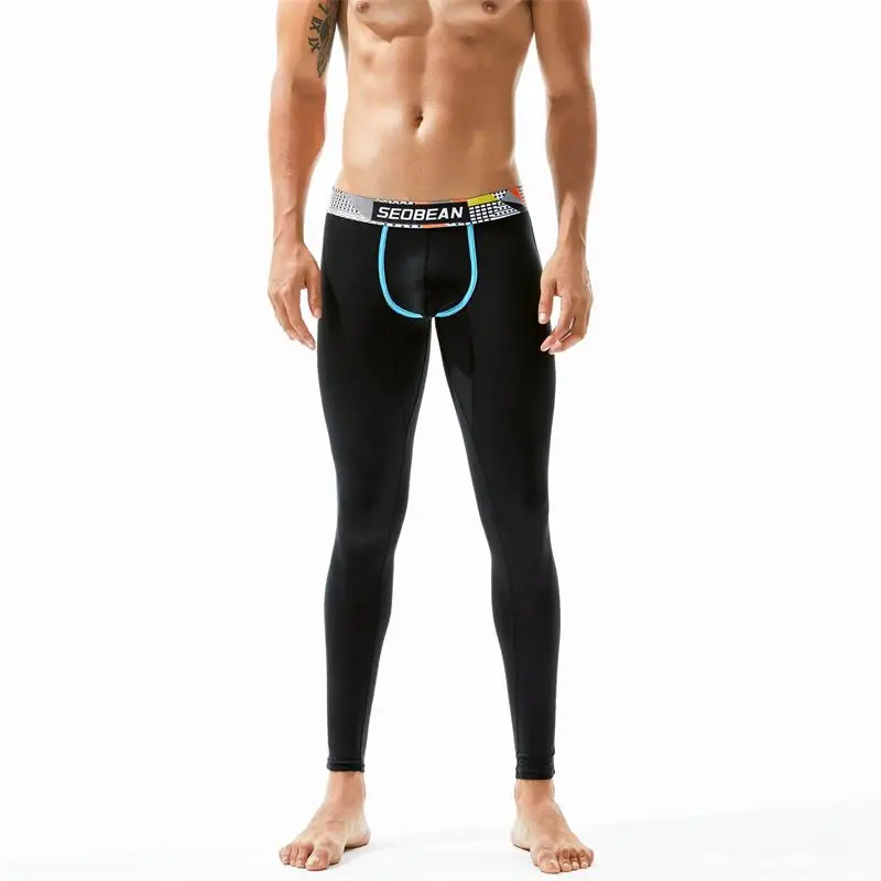 Зимние мужские брюки теплые колготки мужские фитнес Леггинсы компрессионные брюки термальная сумка для нижнего белья леггинсы - Цвет: Черный