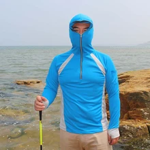 Мужской рыболовный костюм с длинными рукавами, УФ-защита от комаров, одежда с капюшоном, легкая дышащая легкая альпинистская походная рубашка, одежда