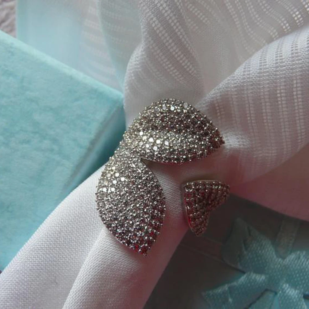 Funmode обручальные кольца ручной работы микро проложить лист дизайн кубического циркония свадебные кольца для женщин модные аксессуары для свадебной вечеринки f004r