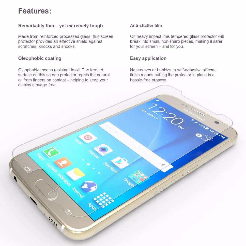 Закаленное Стекло для Samsung Galaxy S6 A3 A6 A7 A8 J3 J5 J7 Экран Protector 0,28 мм 9 H защитная Пленка чехол из стекла