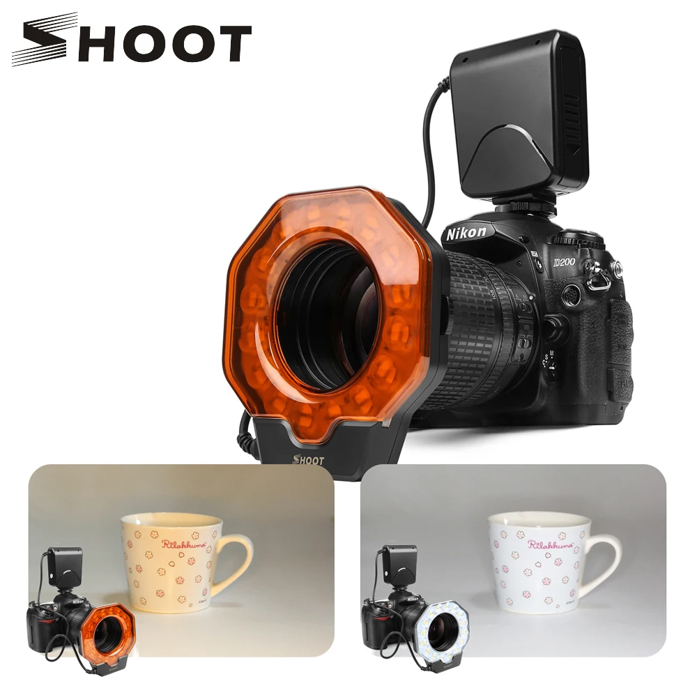 SHOOT for Digtal Camera Led Macro Ring Flash Light for Canon 1300D 6D