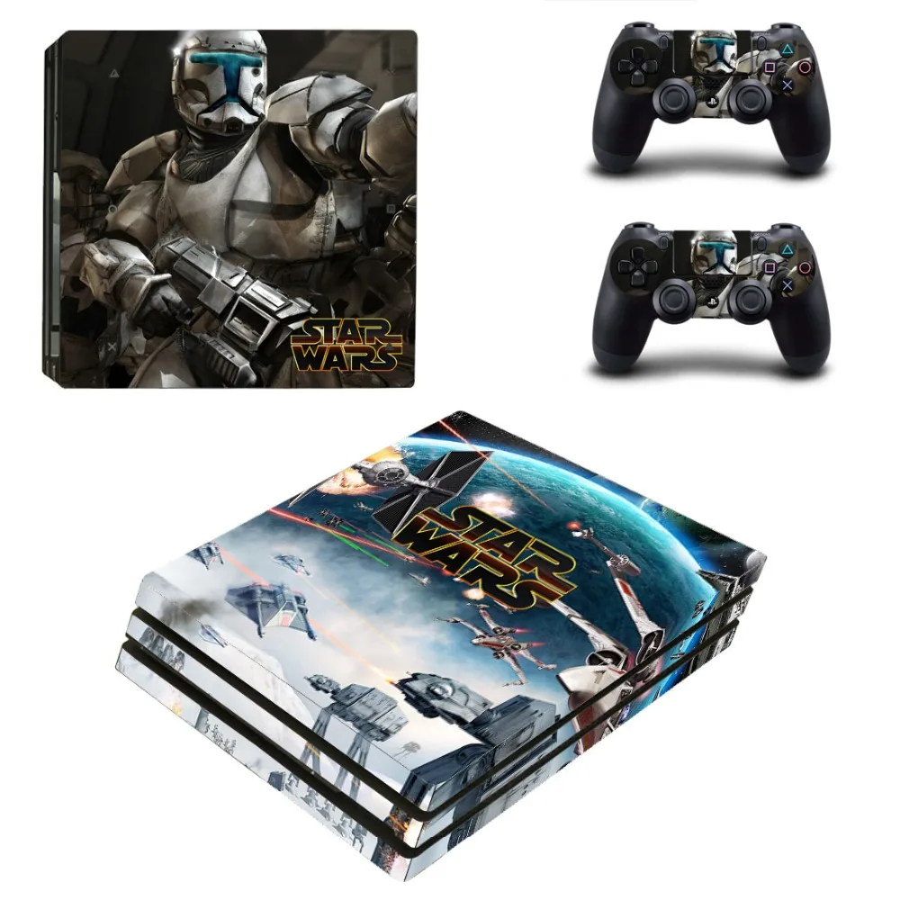 Виниловая наклейка Star Wars PS4 Pro на кожу для консоли Playstation 4 и 2 контроллеров