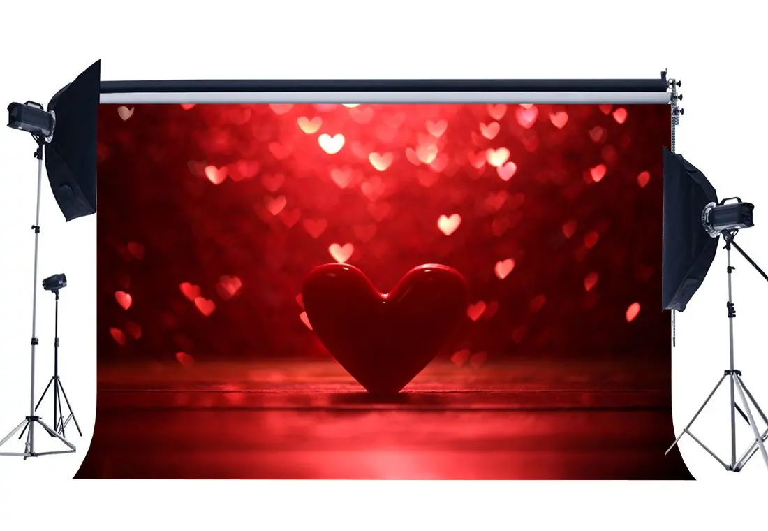 

Photography Backdrop Valentine's Day Bokeh Halos Red Glitter Hearts Romantic Backdrops Seamless Baby Background